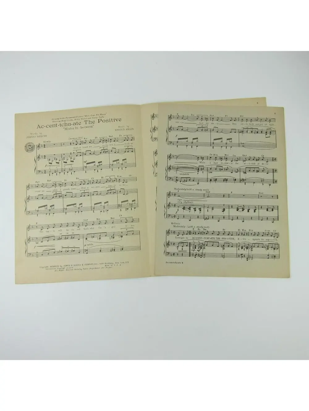Sheet Music Accentuate Ac-Cent-Tchu-Ate the Positive Bing Crosby, Hutton 1944